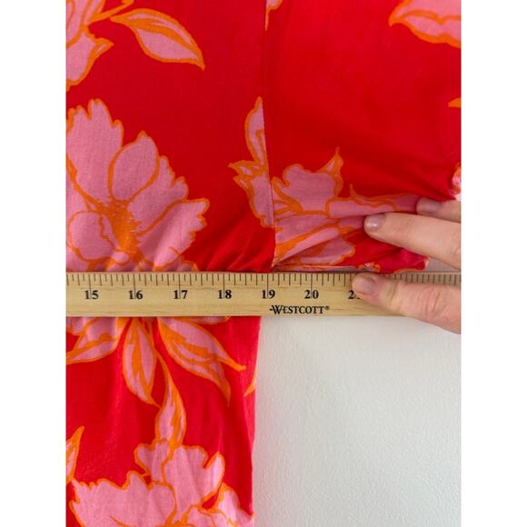 Karlie Red Pink Floral Blouse Boho Resort Summer Top Lightweight - Picture 6 of 7